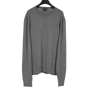 Crewneck Sweater Grey Wool Pullover Thermal TOM FORD 