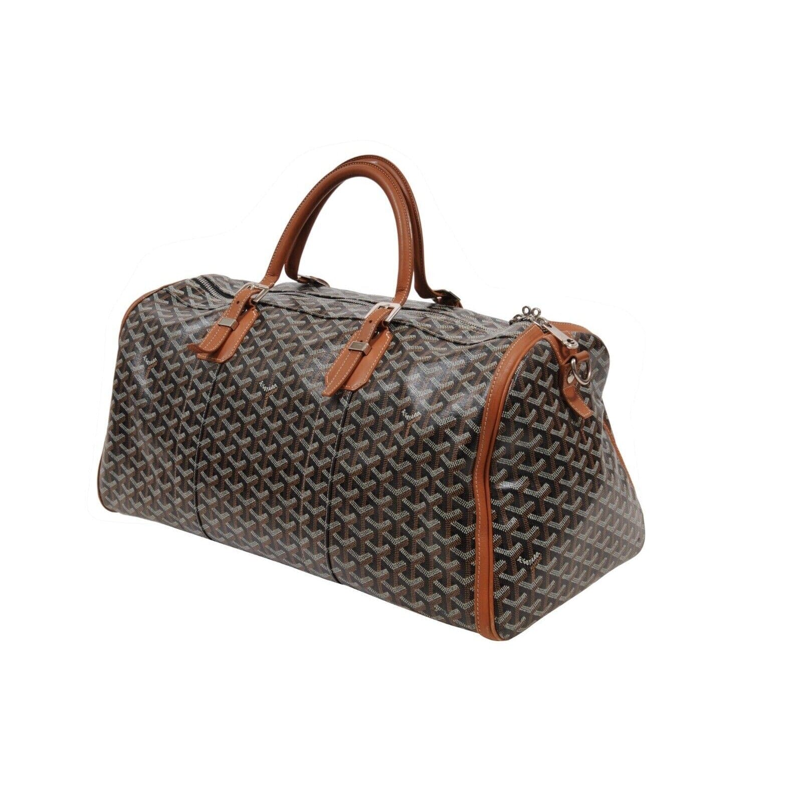 Goyard Croisiere 55 Brown Black Duffle Travel Bag Carry On Luggage Shoulder Strap THE ECHELON