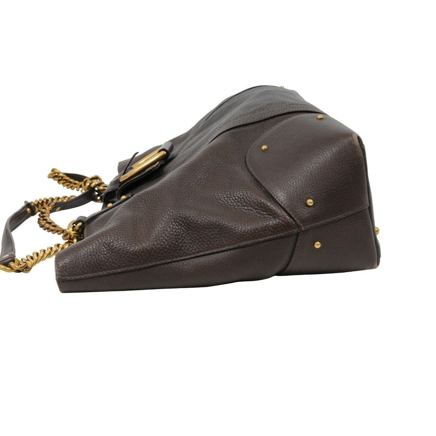 D-Ring Shoulder Espresso Brown Grained Calfskin Leather Tote Bag Dolce & Gabbana 