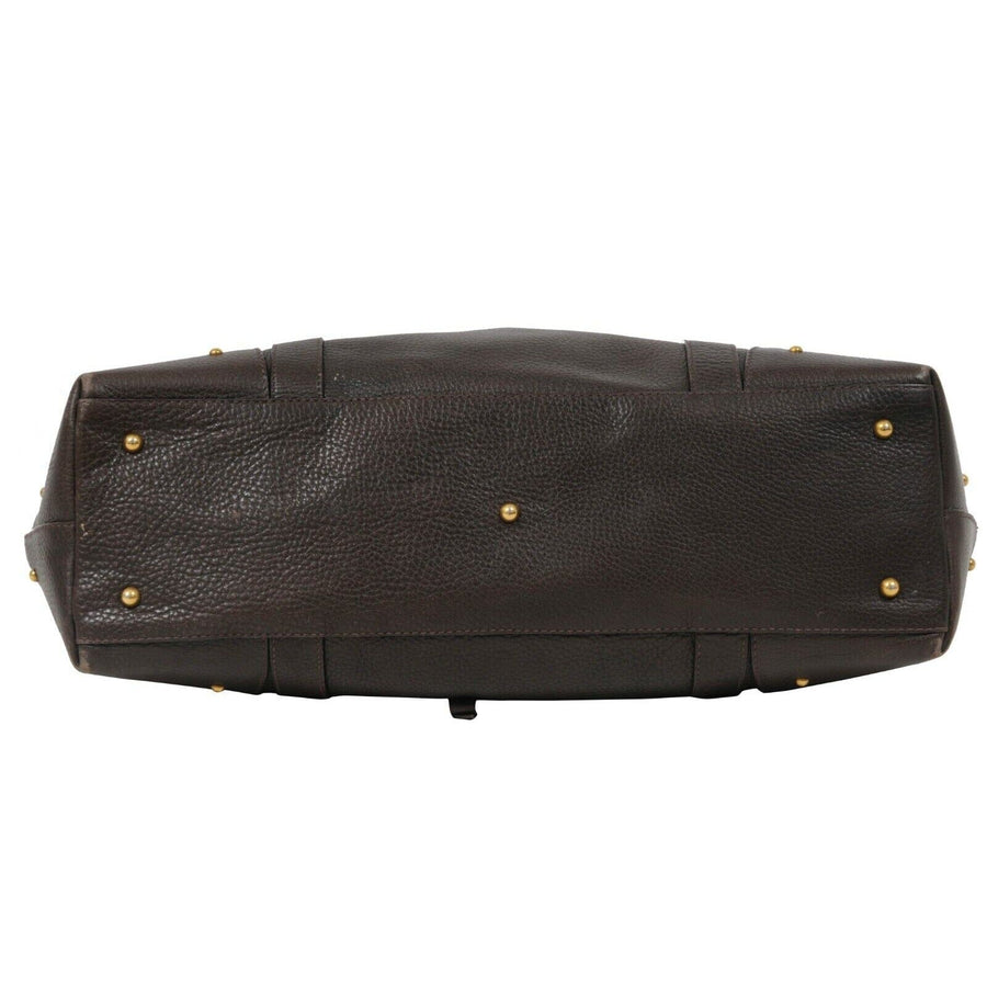 D-Ring Shoulder Espresso Brown Grained Calfskin Leather Tote Bag Dolce & Gabbana 
