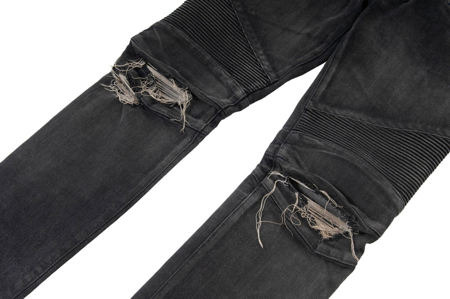 Distressed Biker Jeans (Gray) BALMAIN 