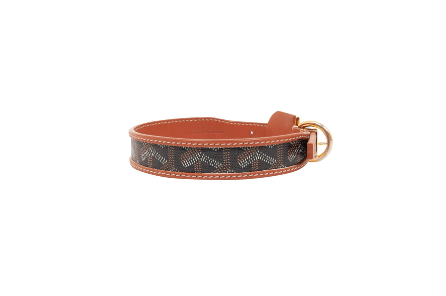 Goyardine Leather Dog Collar