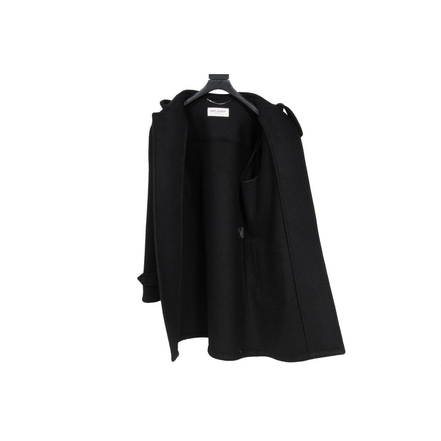 Duffle Coat Black Wool Hooded Jacket SAINT LAURENT 
