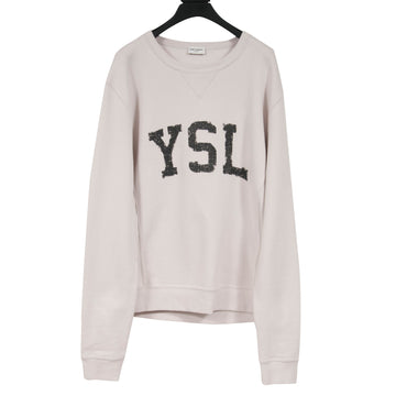 Ecru Tan Beige YSL Collegiate Logo Sweater SAINT LAURENT 