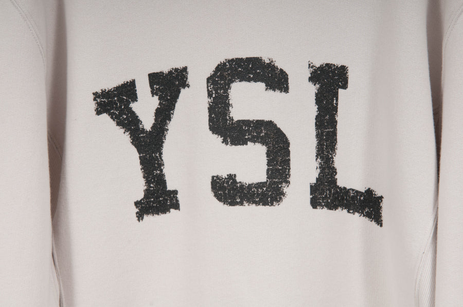 Ecru Tan Beige YSL Collegiate Logo Sweater SAINT LAURENT 