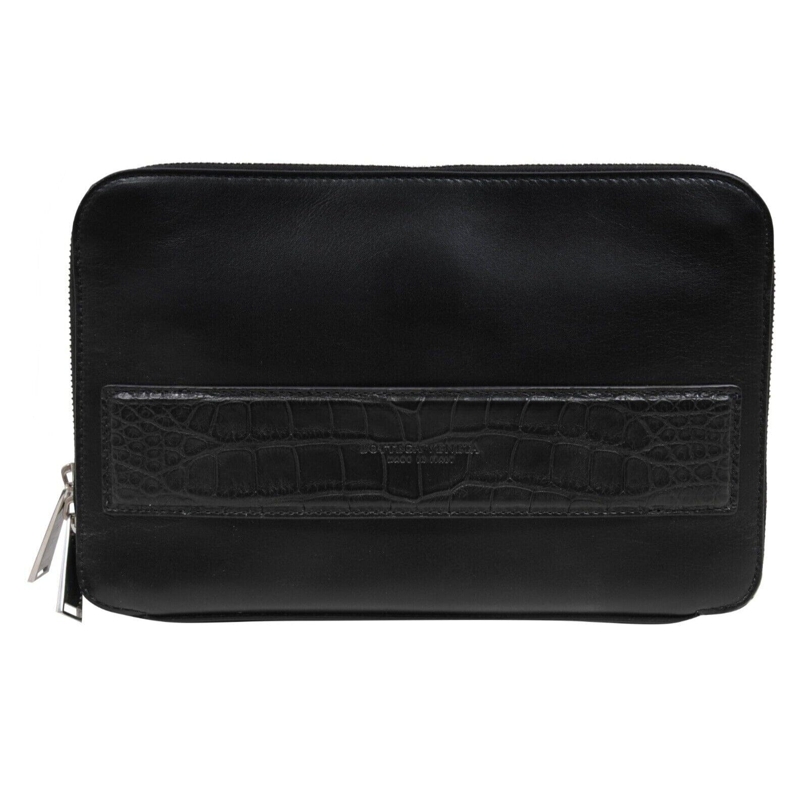 Envelope Clutch Black Crocodile Strap Pouch