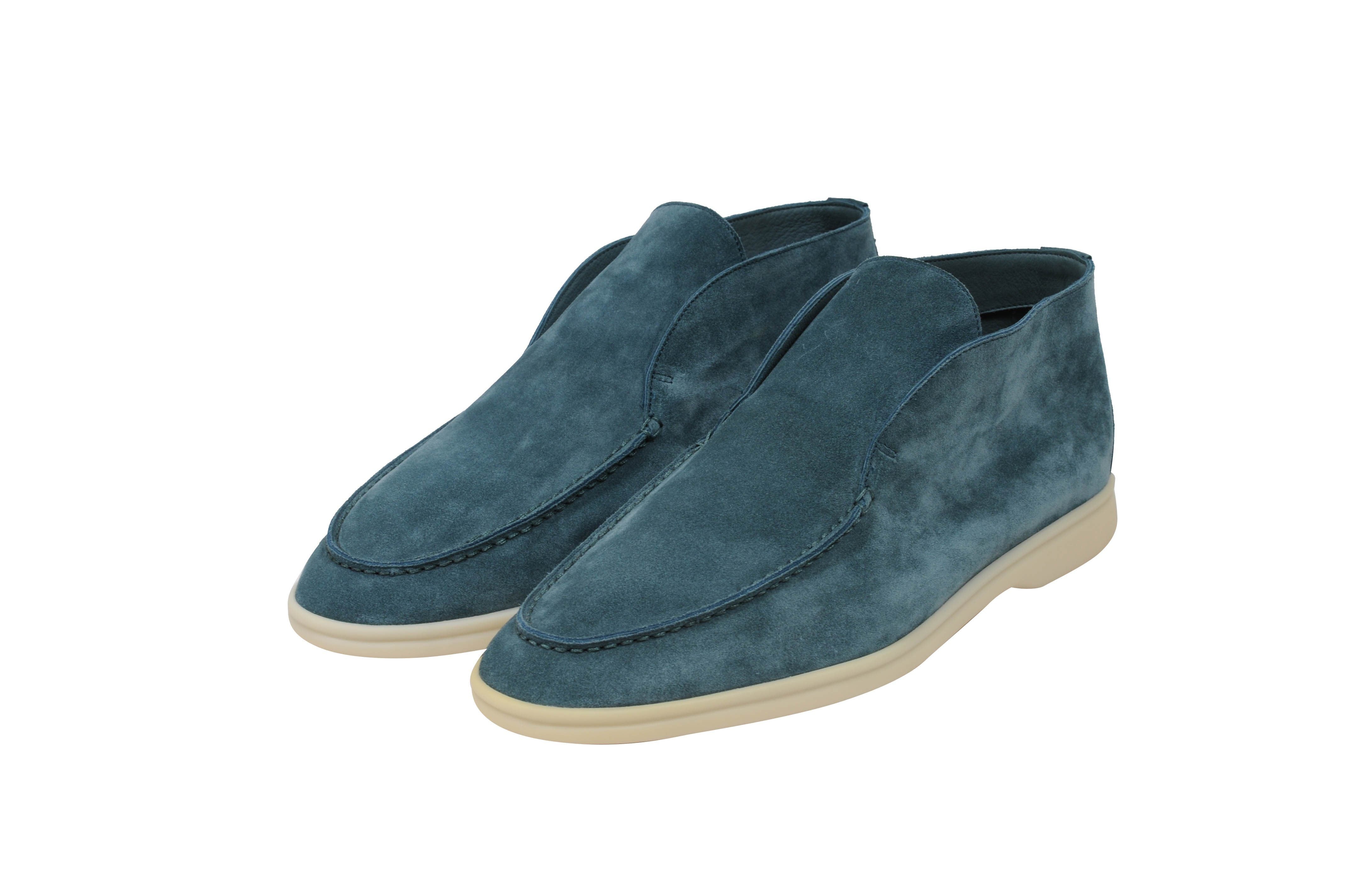 Loro Piana Men's Eucalyptus Blue Suede Uomo Open Walk EU 42.5 USA