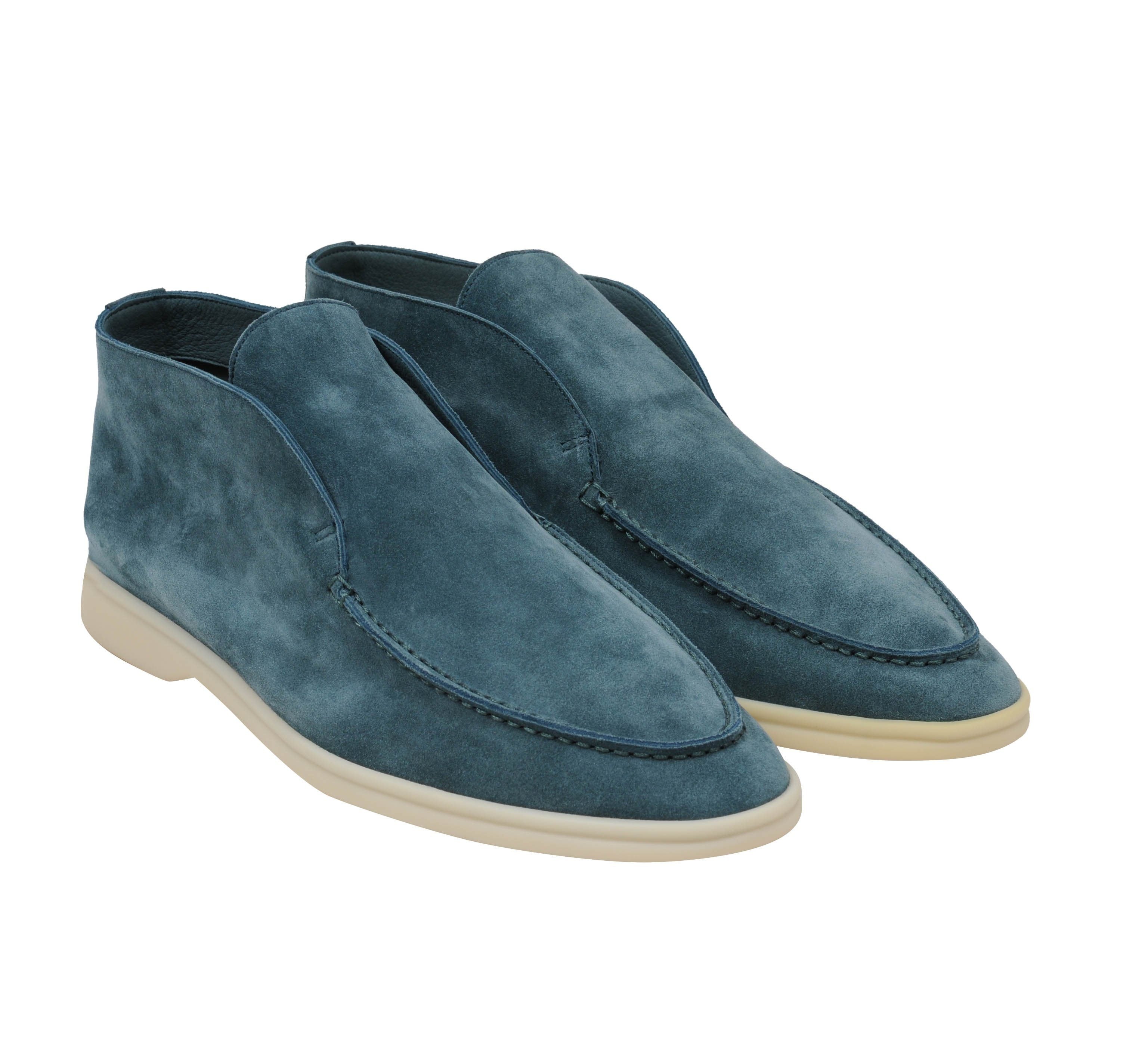 Loro Piana Men's Eucalyptus Blue Suede Uomo Open Walk EU 42.5 USA