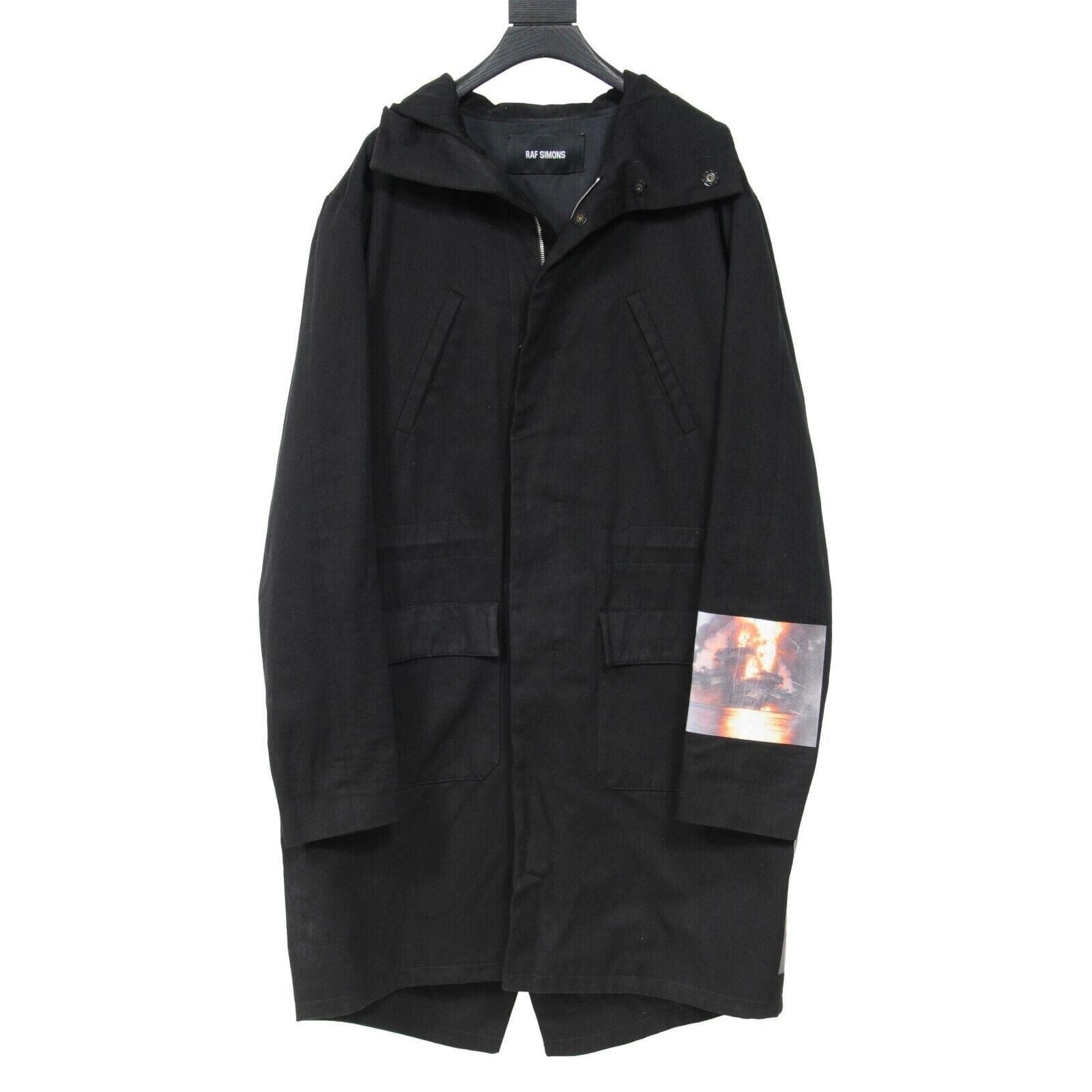 Raf Simons FW15 Photos Montage Patchwork Black Parka Jacket Coat