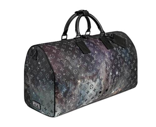 Galaxy Keepall Bandouliere 50 Black Grey Logo LV Duffle Travel Bag