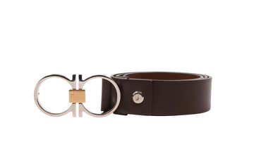 Gancini Leather Belt (Brown) Salvatore Ferragamo 