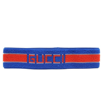 GG Logo Headband Blue Red Jacquard Web Striped Elastic Sweatband GUCCI 