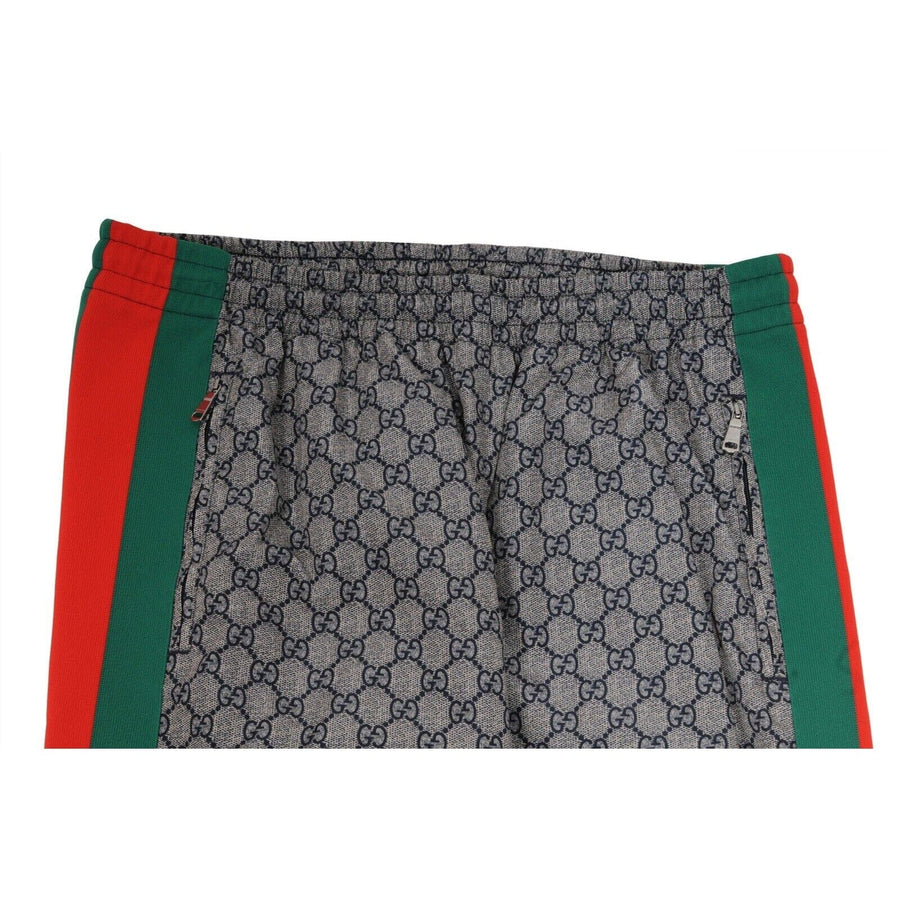Gucci Mens GG Logo Track Pants Large Grey Monogram Green Red Side Stripe  Joggers