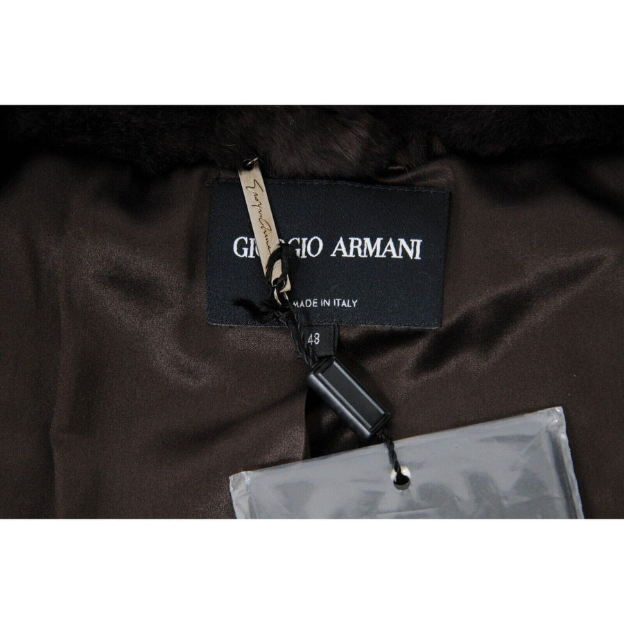 Giorgio Armani Brown Bondage Straps Rabbit Fur Jacket Armani 