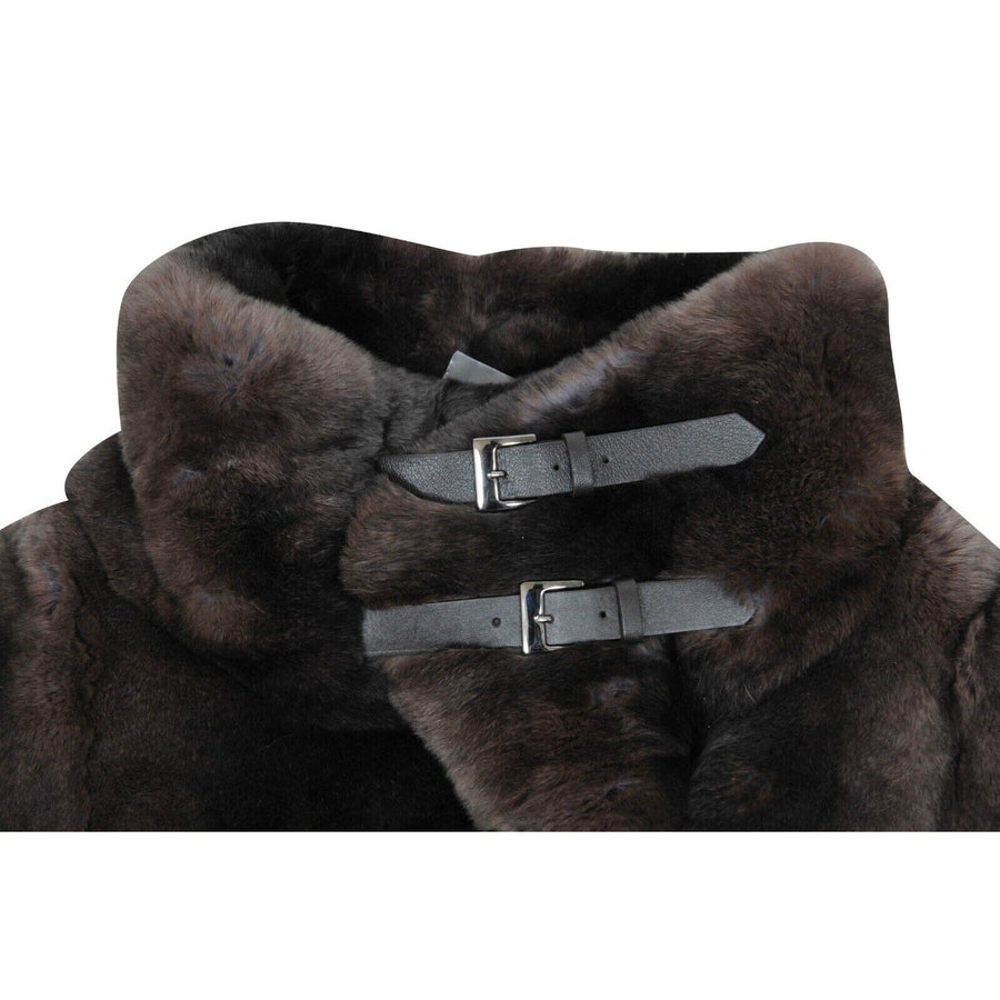 Giorgio Armani Brown Bondage Straps Rabbit Fur Jacket Armani 