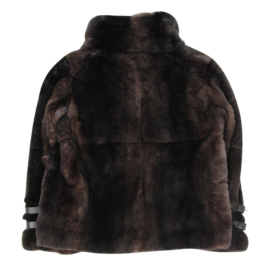 Giorgio Armani Brown Bondage Straps Rabbit Fur Jacket Armani 