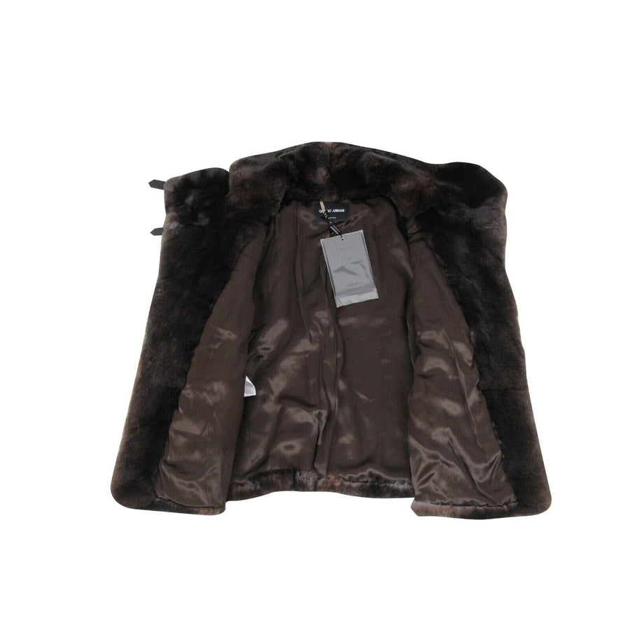 Giorgio Armani Brown Bondage Straps Rabbit Fur Jacket Armani 