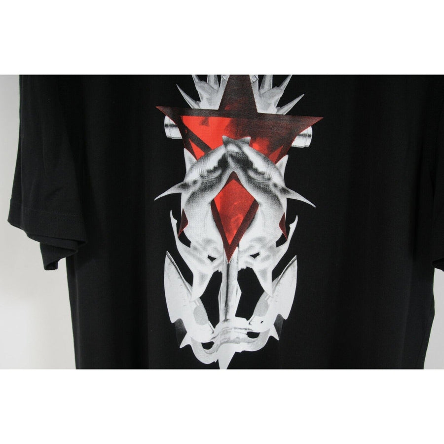 Givenchy Riccardo Tisci Men's SS15 Red Star Sharks Black Graphic T Shirt Size XL GIVENCHY 