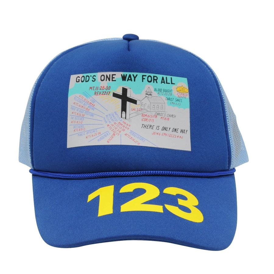 Gods One Way For All Mesh Blue Logo Trucker Hat RRR-123 