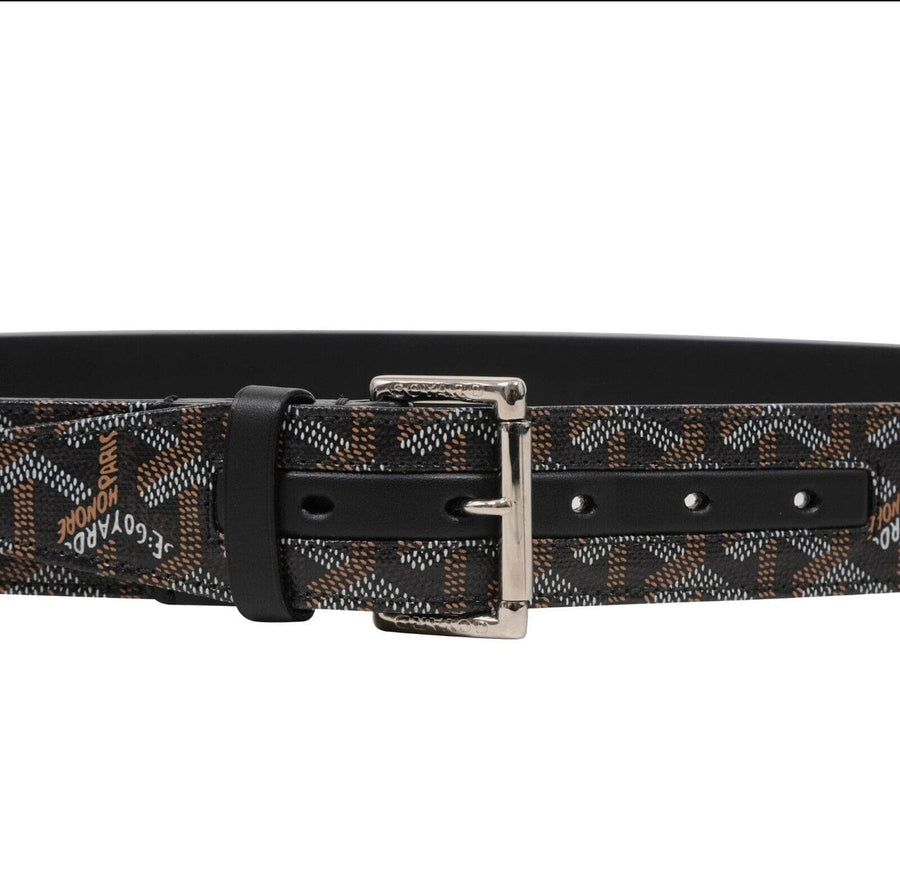 Goyard Black Chevron Print Coated Canvas Olympic Reversible Belt Size 85  Goyard