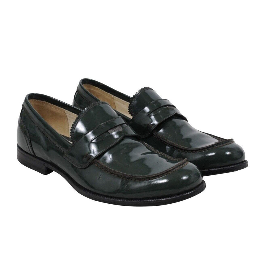 Green Patent Leather Penny Loafers Bottega Veneta 