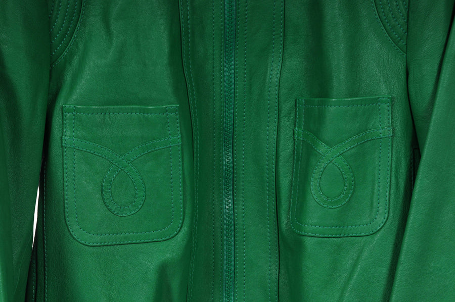 Green Western Lambskin Leather Bomber Jacket SAINT LAURENT 