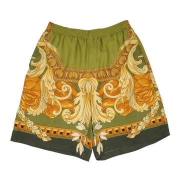 Green Yellow Silk College Fit Baroque Shorts Versace 