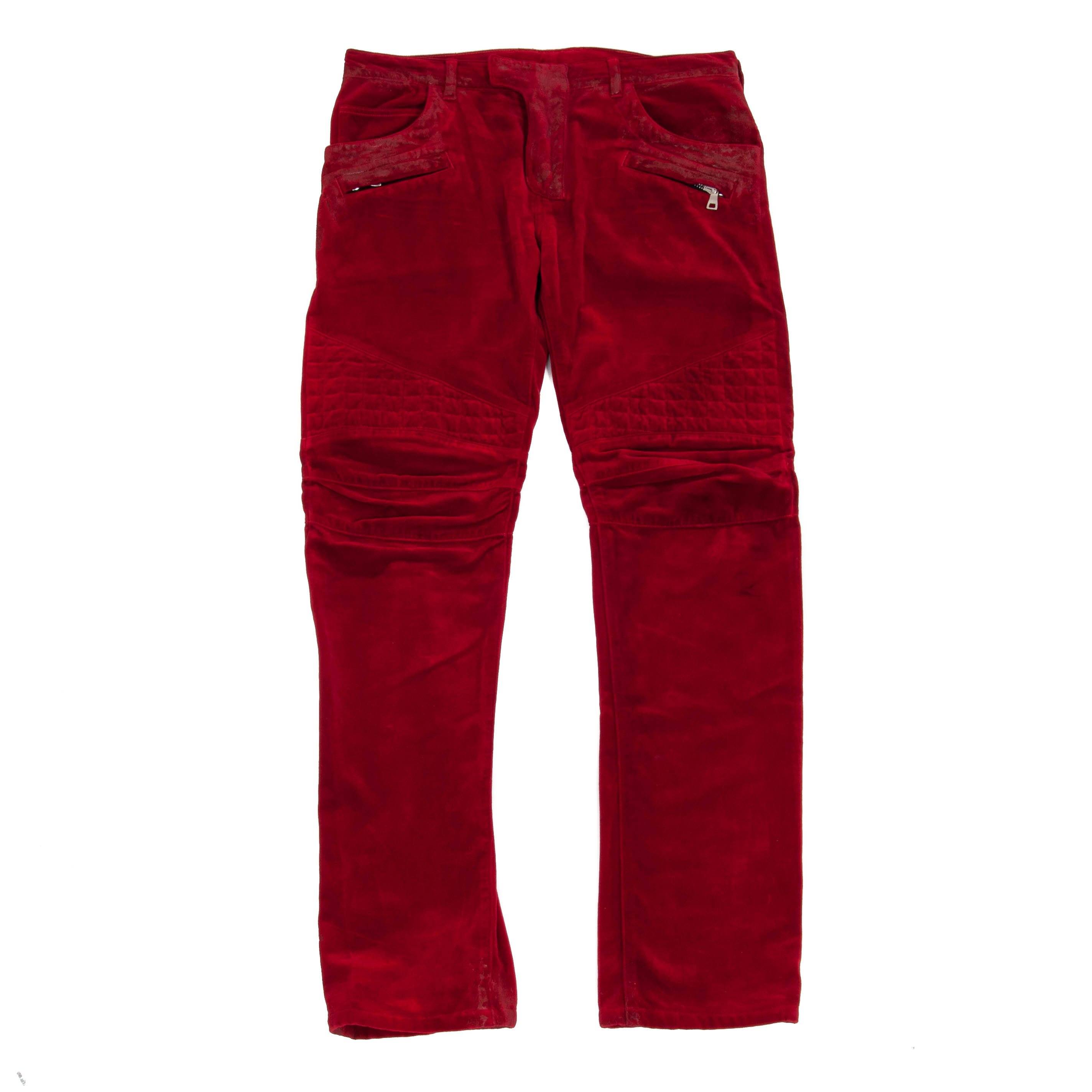 Balmain // Red Leather Biker Trouser – VSP Consignment
