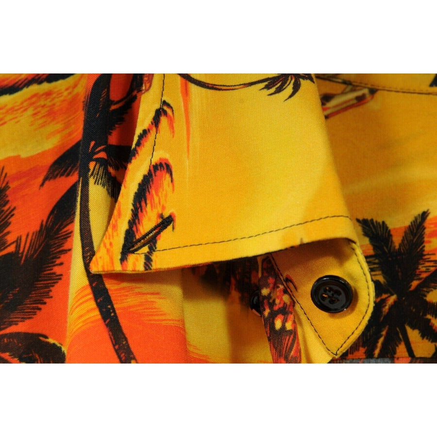 Hawaiian Print Yellow Orange Button Down Shirt BALENCIAGA 