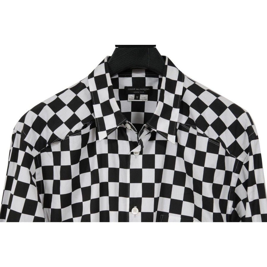 Homme Plus Mens Button Up Checkered Board Cut Out Shirt Comme Des Garcons 
