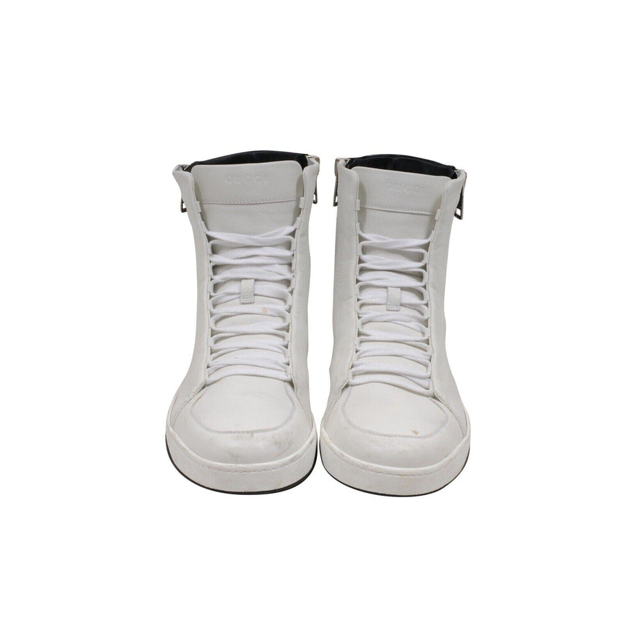 Hudson Sneakers Black White Leather Side Zip High Top GUCCI 