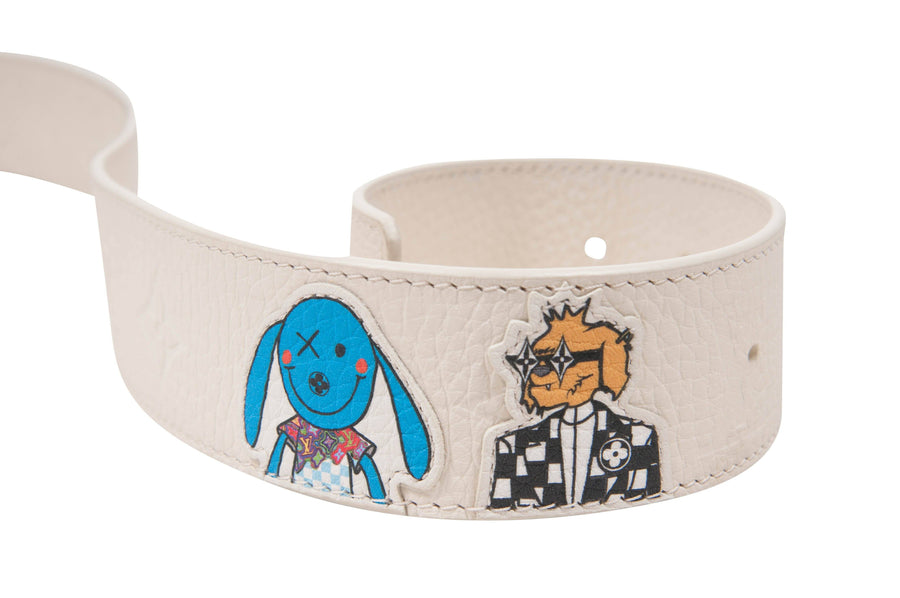 Initials 40 MM White Leather Monogram Belt With Characters LOUIS VUITTON 