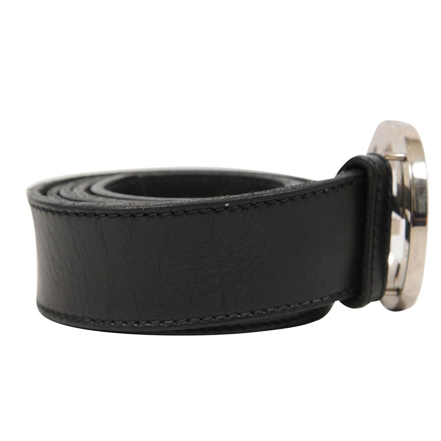Black GG-logo leather belt, Gucci