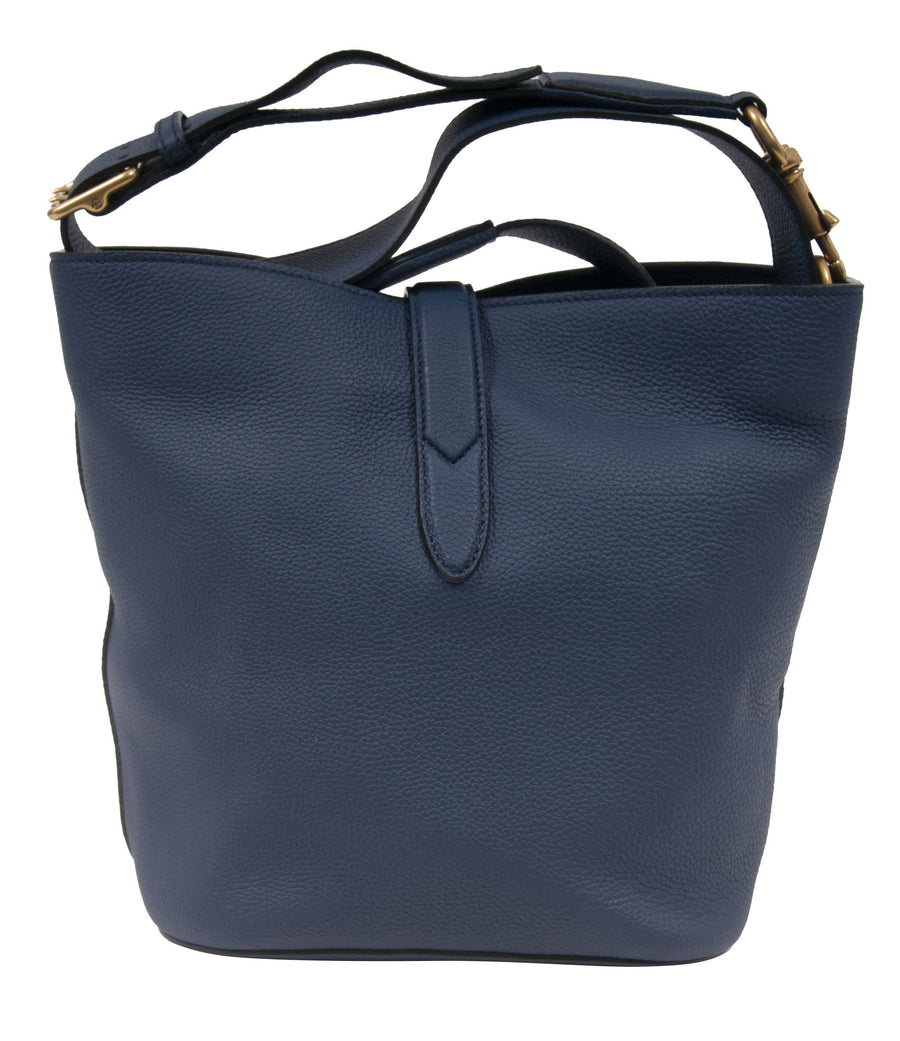 Jackie Leather Bucket Tote Bag (Blue) GUCCI 