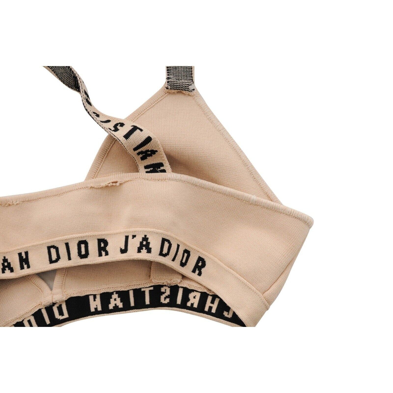 J ADIOR Dior Tan Black Nude Logo Bralette Bra Swim Top Size Small Logo THE ECHELON