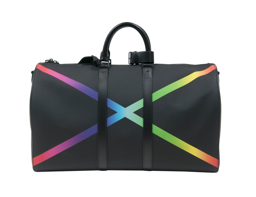 Louis Vuitton Keepall Bandouliere Taiga 50 Black/Rainbow in Taiga