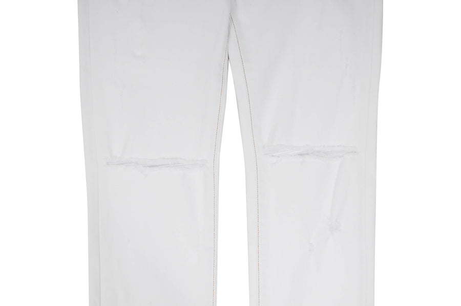 Knee Slash Distressed White Denim Jeans Amiri 
