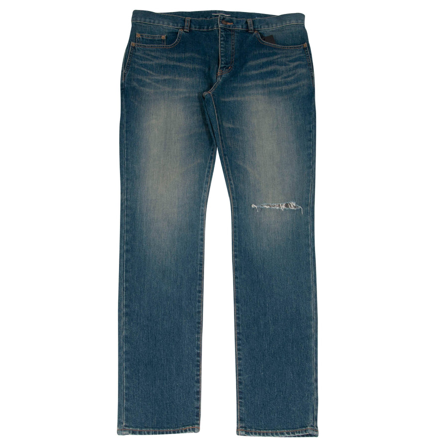 Knee Slashed Jeans (Medium Indigo) SAINT LAURENT 