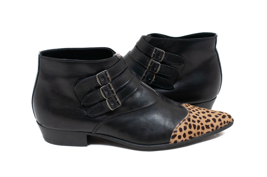 Leopard Duckie 30 Triple Buckle Boots SAINT LAURENT 