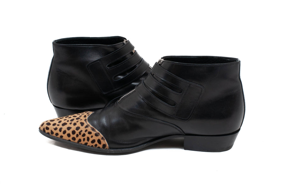 Leopard Duckie 30 Triple Buckle Boots SAINT LAURENT 