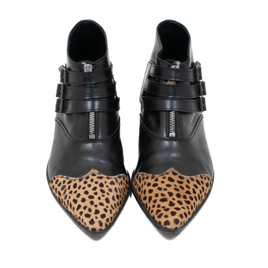 Leopard Duckie 30 Triple Buckle Boots SAINT LAURENT 