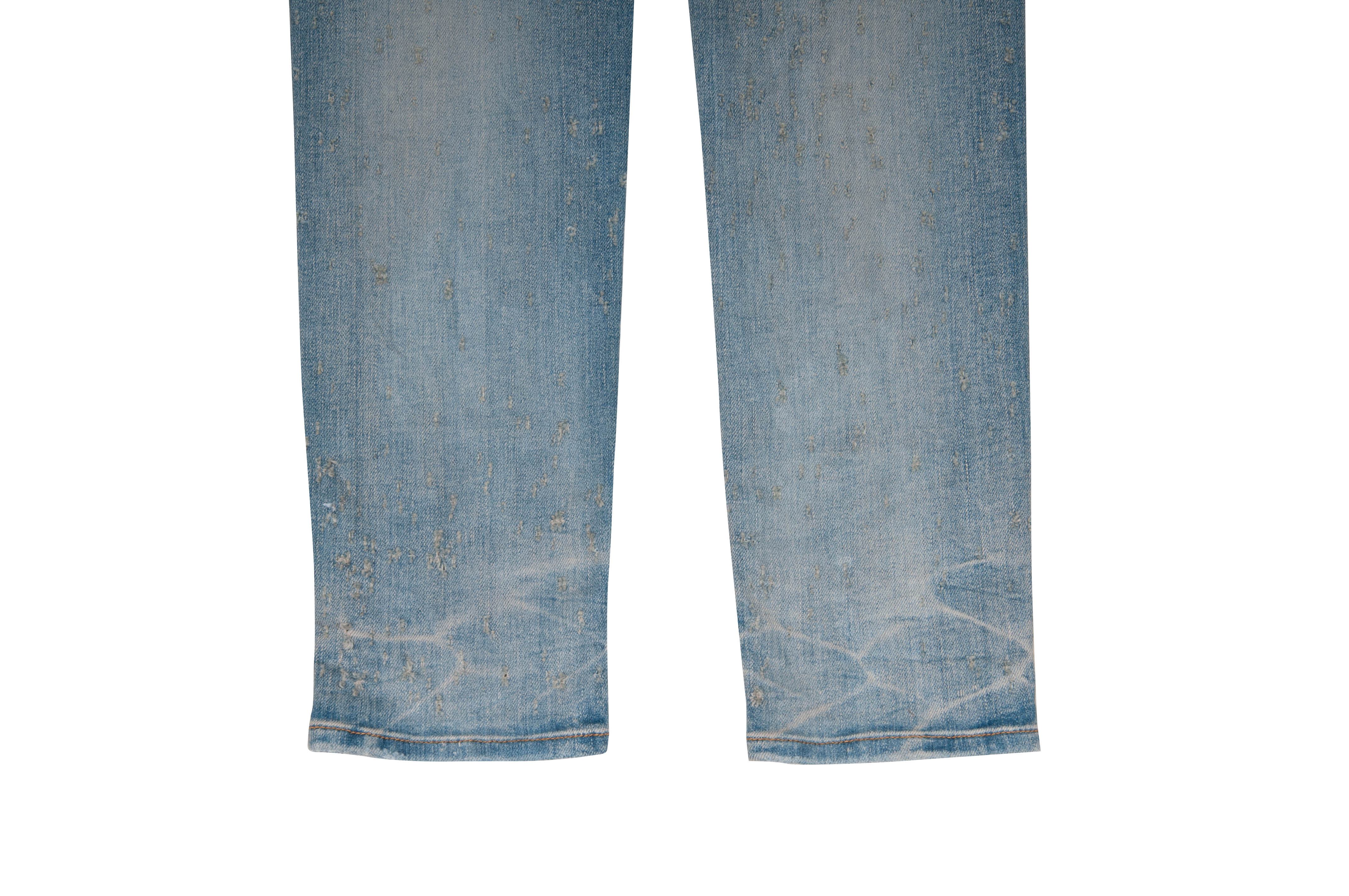 Amiri Men's Light Wash Distressed Knee Slashed Shotgun Blasted