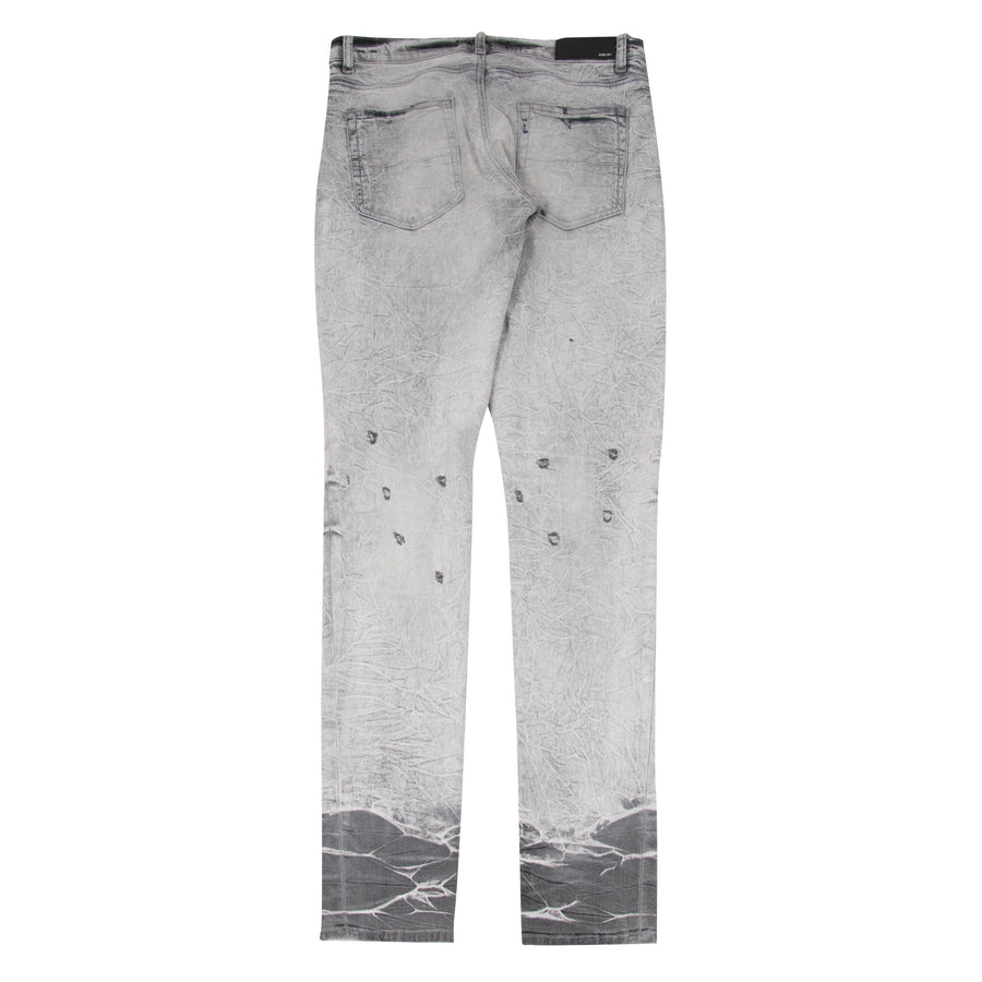 Light Wash Gray Distressed Cracked Broken Marble Skinny Jeans Amiri 