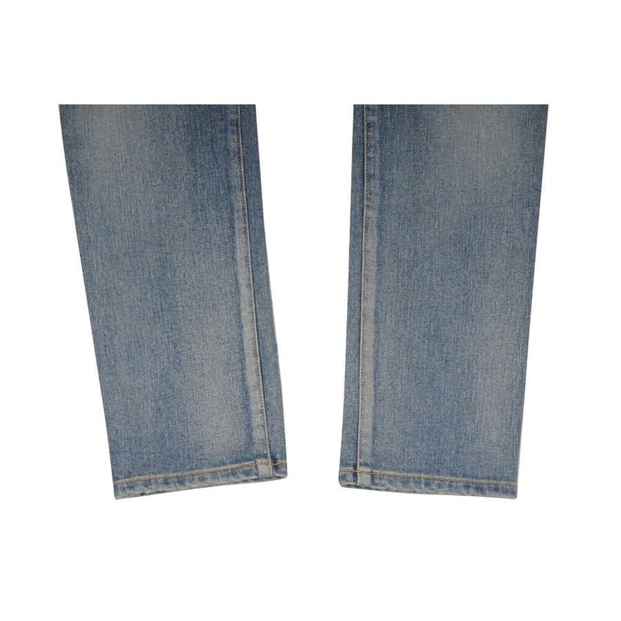 Light Wash Indigo Blue Distressed Biker Jeans BALMAIN 