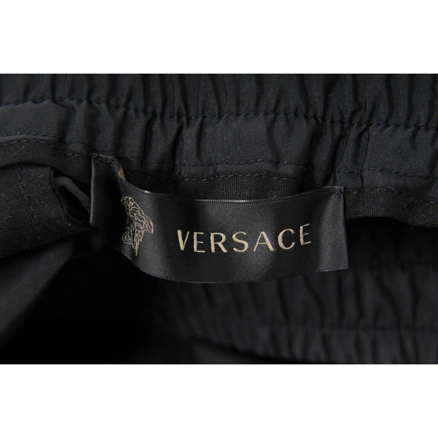 Logo Track Pants Black White Side Stripe Nylon Joggers Versace 
