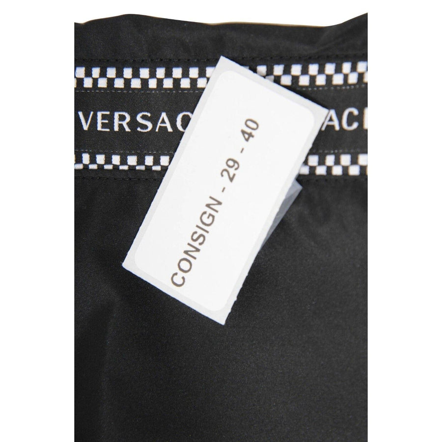 Logo Track Pants Black White Side Stripe Nylon Joggers Versace 