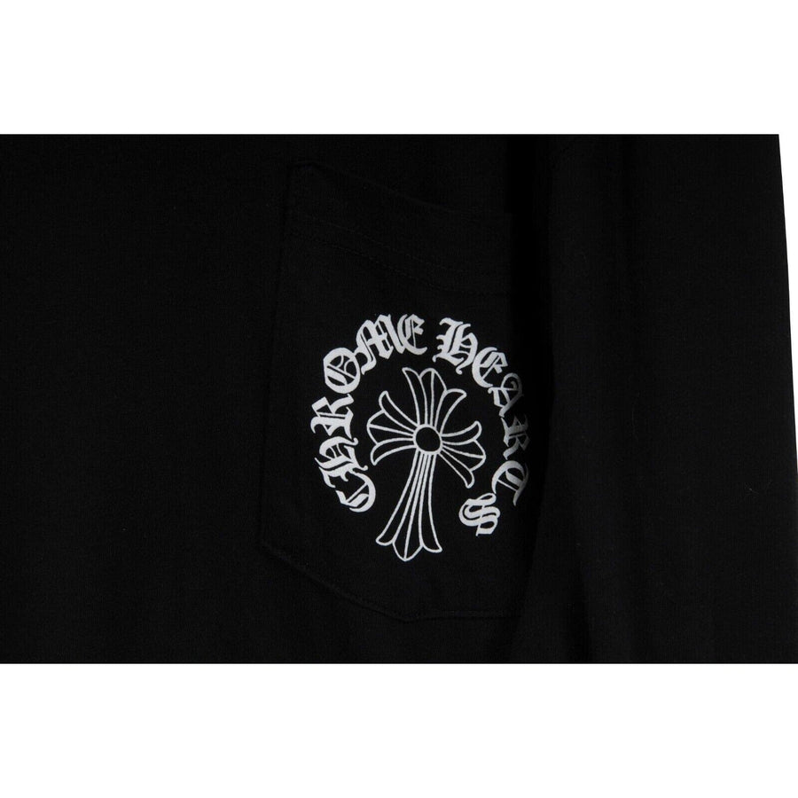 Long Sleeve Pocket T Shirt Size XL Black White Cross Logo CHROME HEARTS 