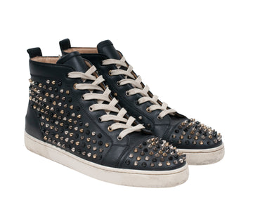 Louis - High-top sneakers - Veau velours and spikes - Black - Christian  Louboutin