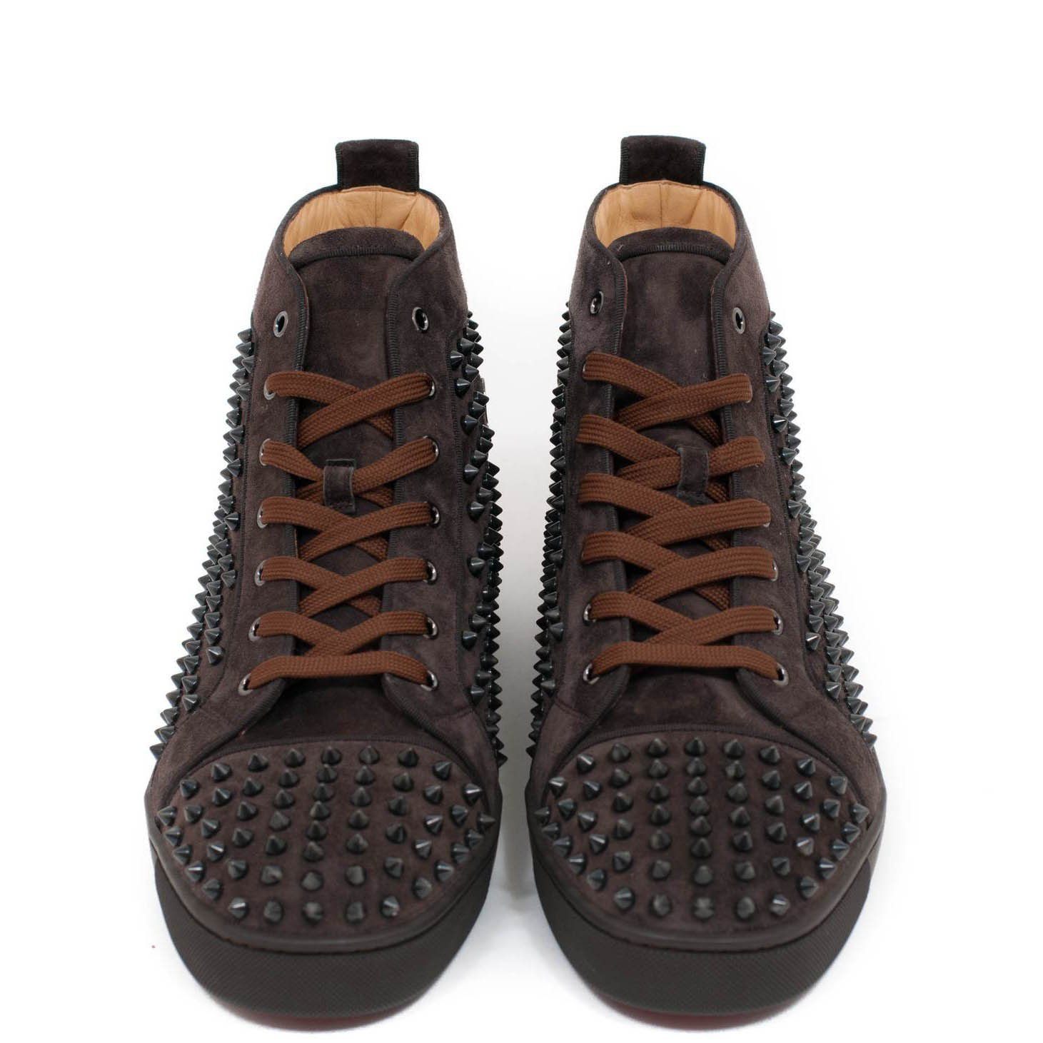 Louis Flat Veau Velours Testa Di Moro High Top Suede Sneakers 