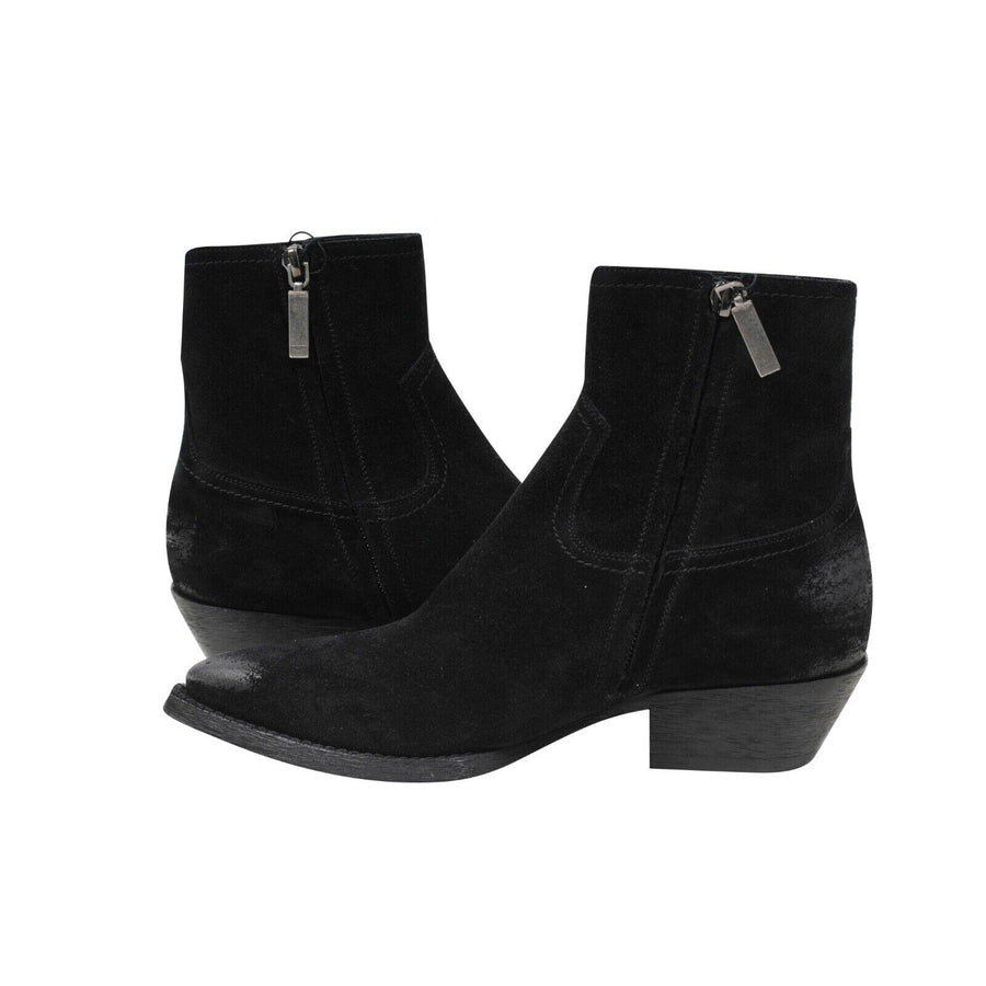 Lukas Western Black Suede Waxed Fringe Boots SAINT LAURENT 